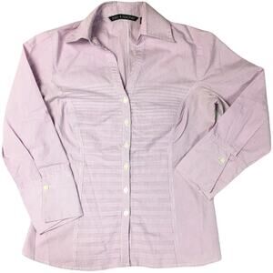 Zac & Rachel Button Up Shirt Purple Pinstripe‎ Women's S Casual Work French Cuff